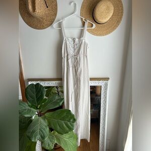 Vintage 70’s Cotton Ditzy Floral Cream Maxi Dress